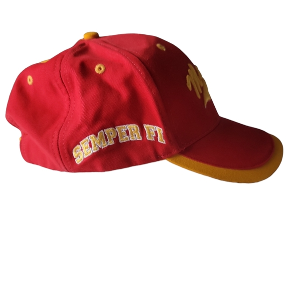 USMC United States Marine Corps Hat Semper Fi Red Gold Adjustable - Picture 2 of 6